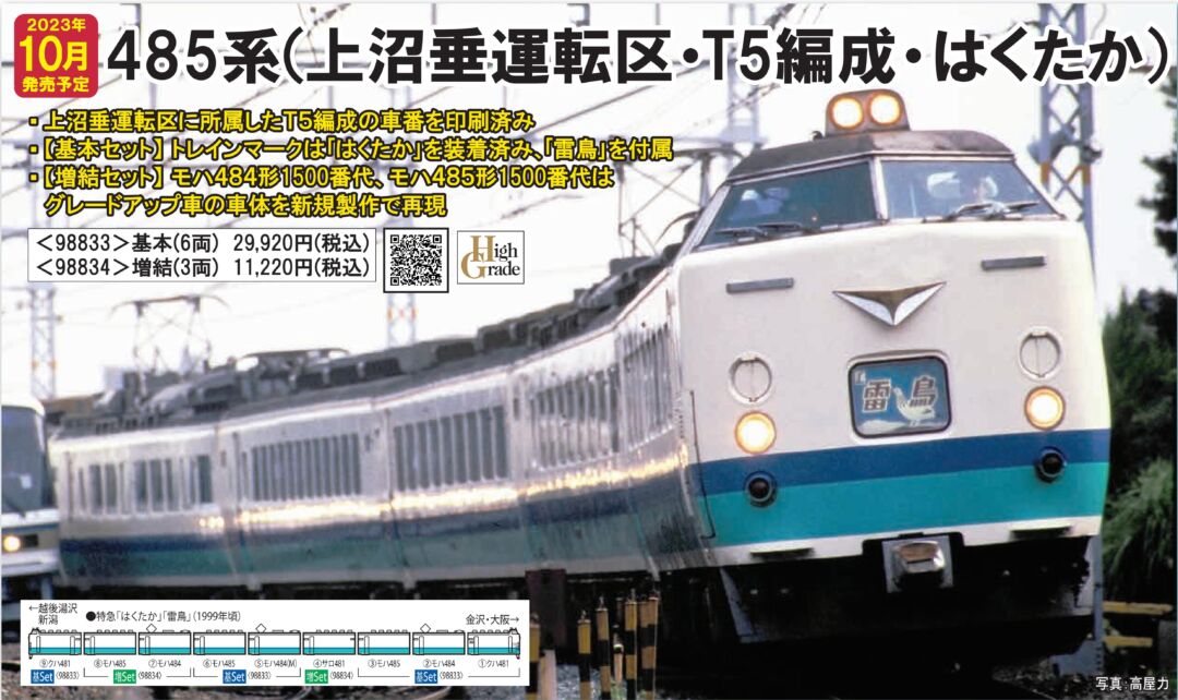 TOMIX 485系特急電車（上沼垂運転区・T5編成・はくたか）基本セット