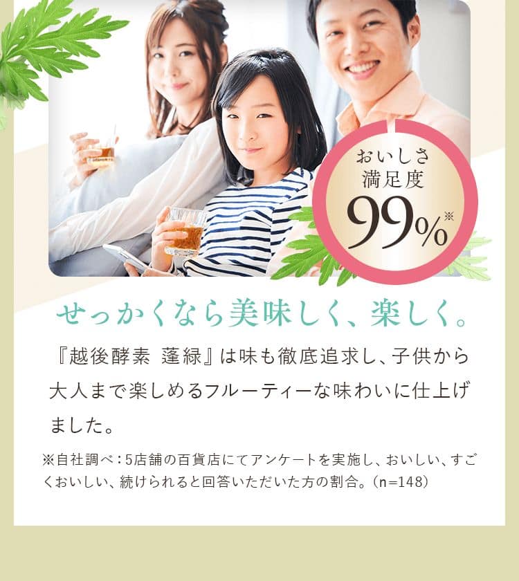 越後酵素 蓬緑 | オリゴ糖＋甜菜糖蜜+黒砂糖が善玉菌増殖をサポート!