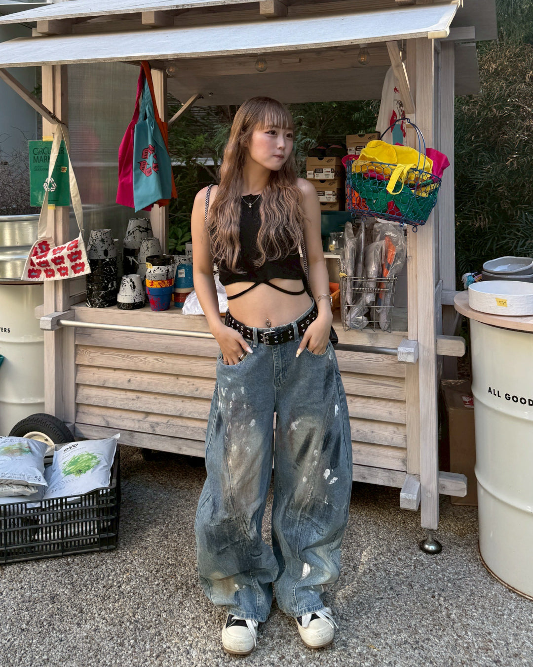 即納】ペイント加工カーブデニムパンツ HZ5003 – YOLO（ヨロ