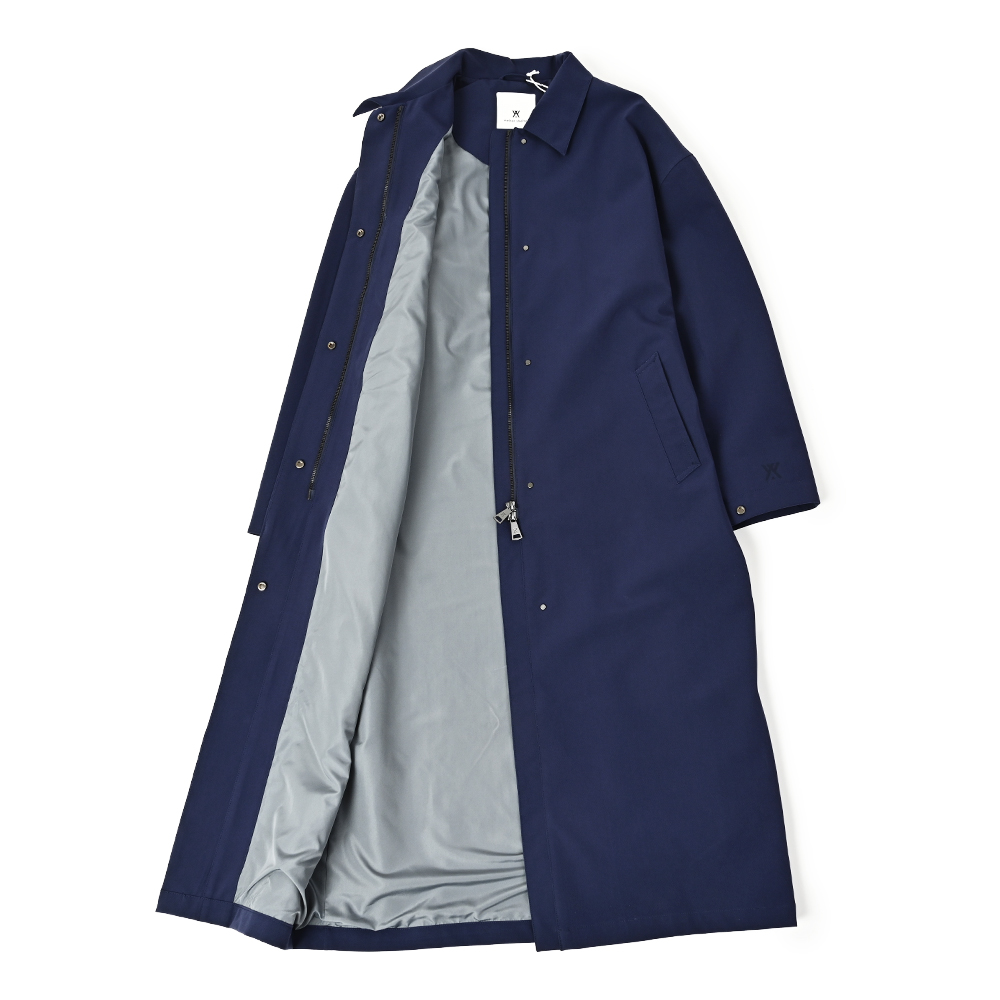ウェルターシェルター ロングステンカラーコート ネイビー