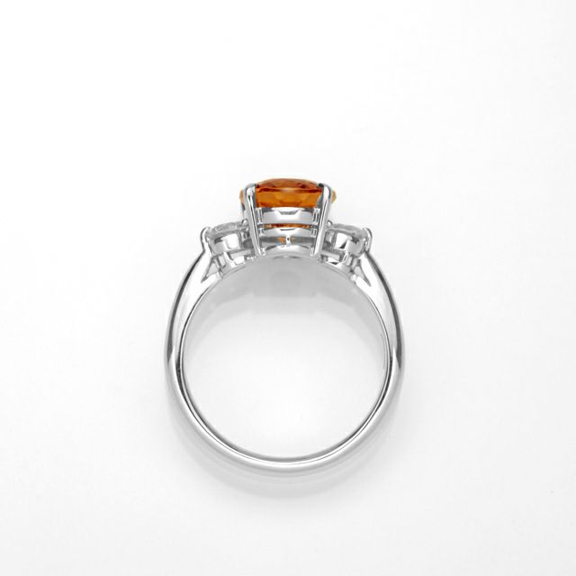 インペリアルトパーズ2.91ctプラチナリングダイヤ0.39ct付(中央宝石