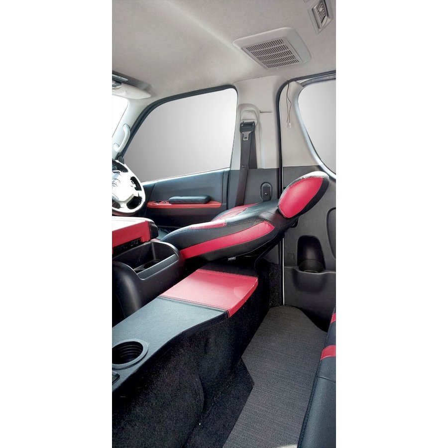 国産跳ね上げ機能】センターレッド＋赤糸 セカンドテーブル ハイエース