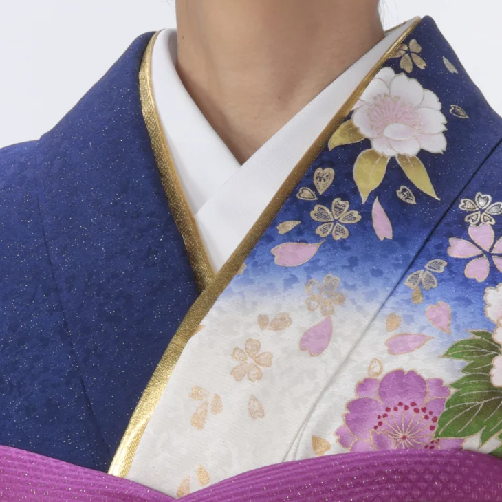 f0522080r】【青・紺系】振袖 レンタル フルセット Lサイズ 【状態:S