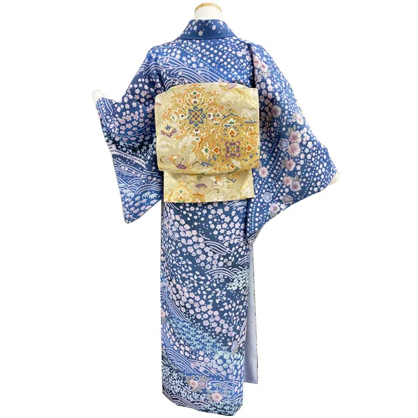 a2211502】【レンタル】訪問着 フルセット 紫 グレー 絞り染め Mサイズ