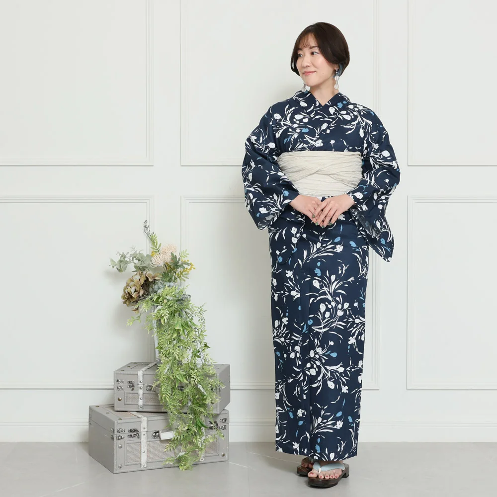 y2412004】浴衣 レディース 兵児帯 2点セット 人気の花柄 おすすめ 綿