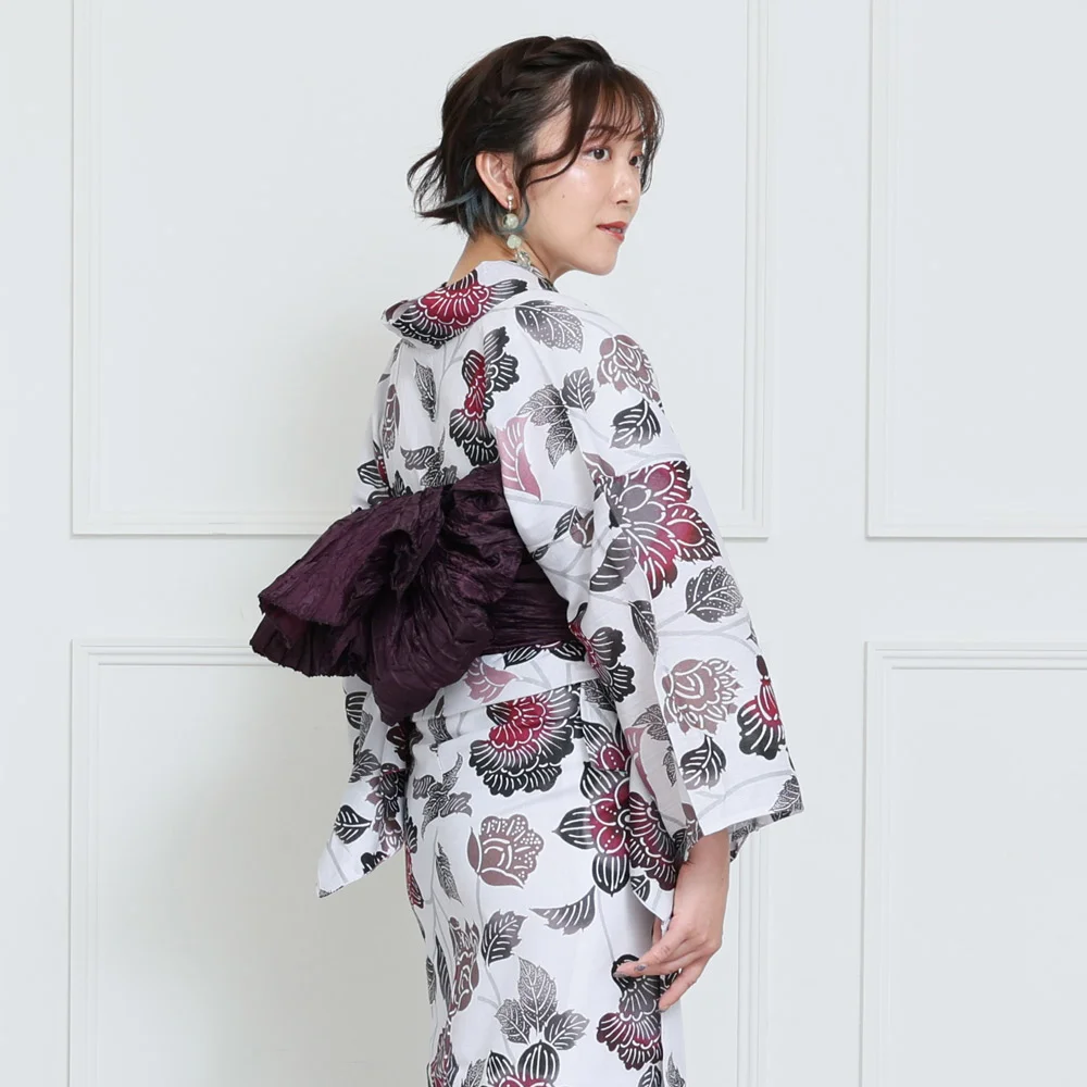 y2412008】浴衣 レディース 兵児帯 2点セット 古典柄 人気の更紗牡丹