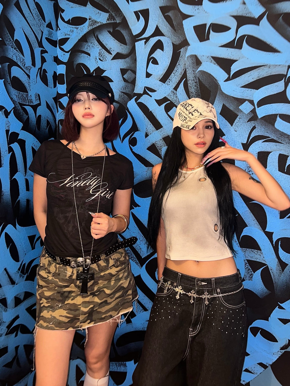 Feather logo Studs Buggy Denim Pants – YZ