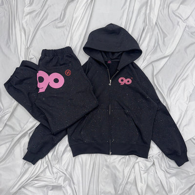 90 Logo Glitter Light Zip Hoodie【9090girl】 – YZ