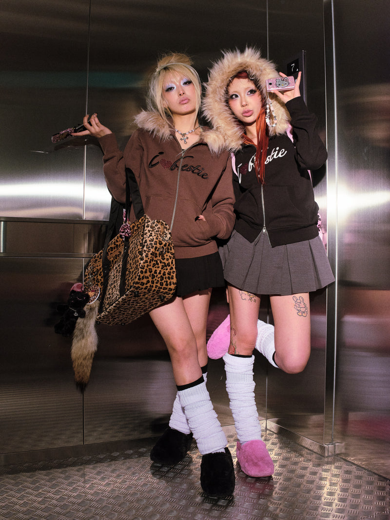 I Love bestie Far Zip Hoodie【9090 girl】 – YZ