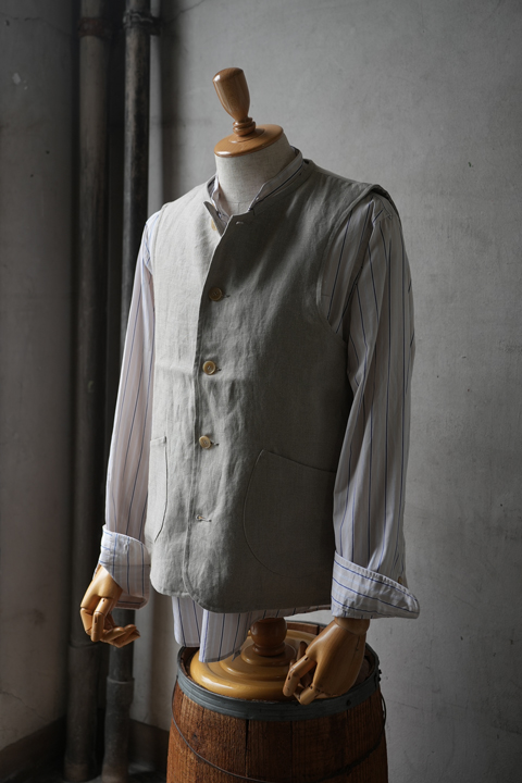 最上級素材で仕上げた別注、ARAN（アラン） VEST HERRINGBONE LINEN