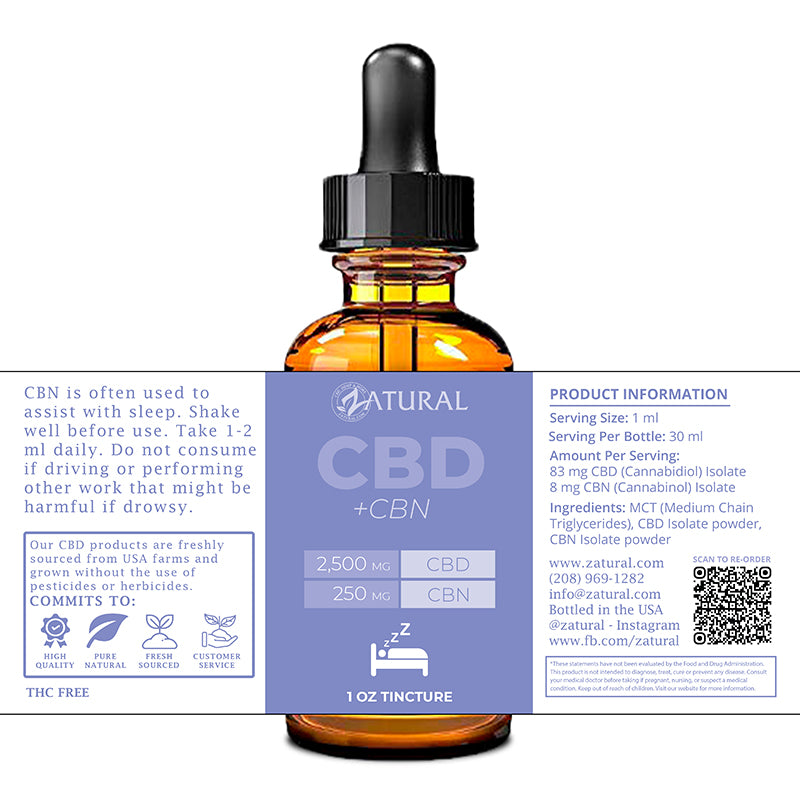 CBN 250 + CBD 2,500 Isolate CBN Oil Tincture
