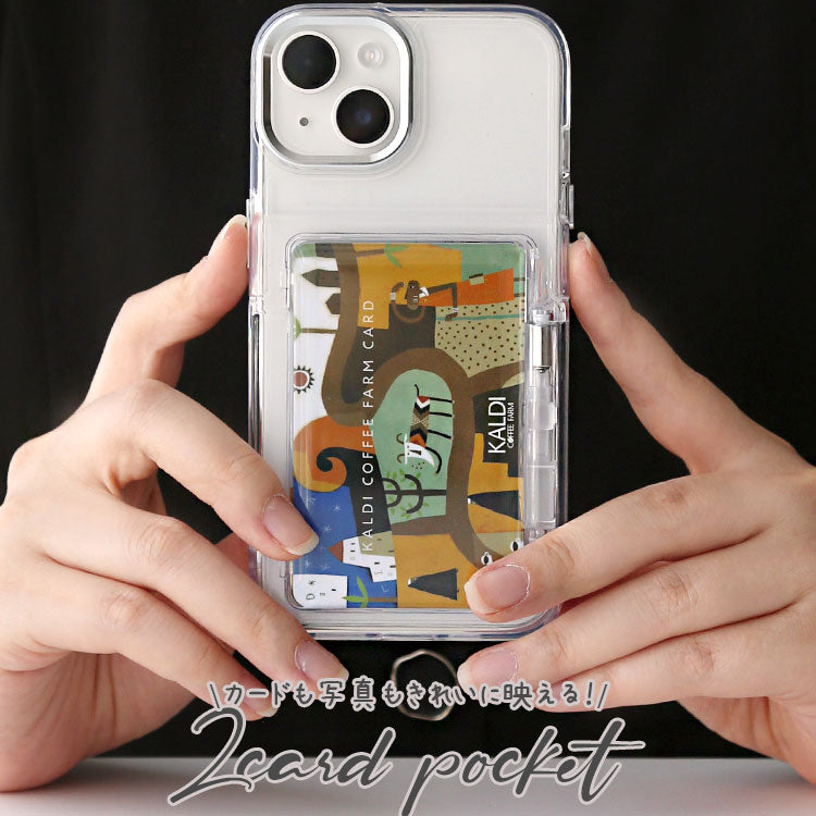 クリアiPhoneケース｜蓋つきカード収納付き｜ 全5色[iPhone16/15/14/13