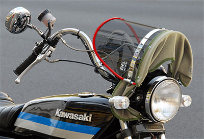 スモーク風防 フチ赤/昭和布タレ | 旧車バイクカスタムパーツのゼット