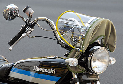 クリア風防 フチ黄色/昭和布タレ | 旧車バイクカスタムパーツのゼット