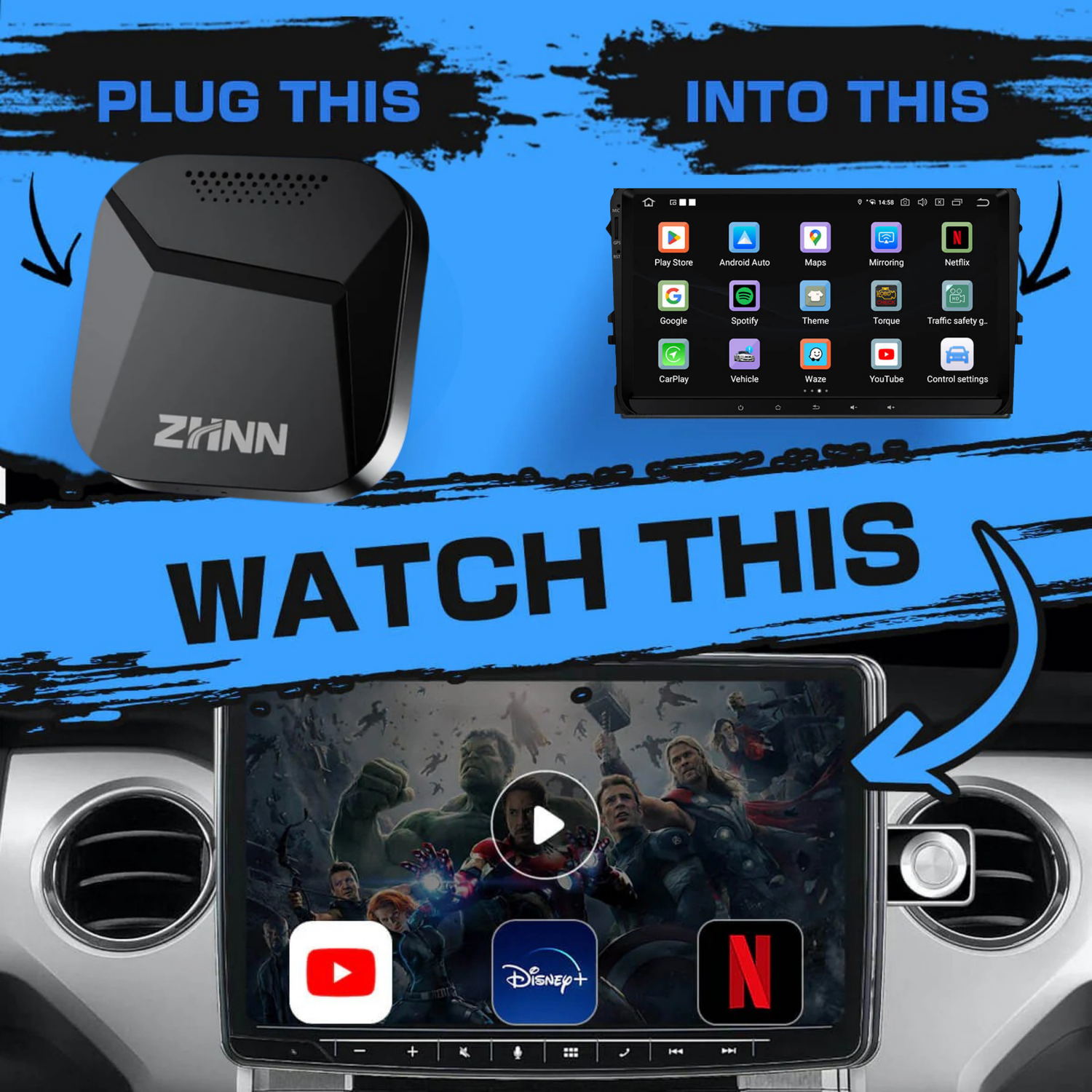 ZHNN B2 Carplay AI Box Carplay AI Box Support SIM &TF Card for OEM