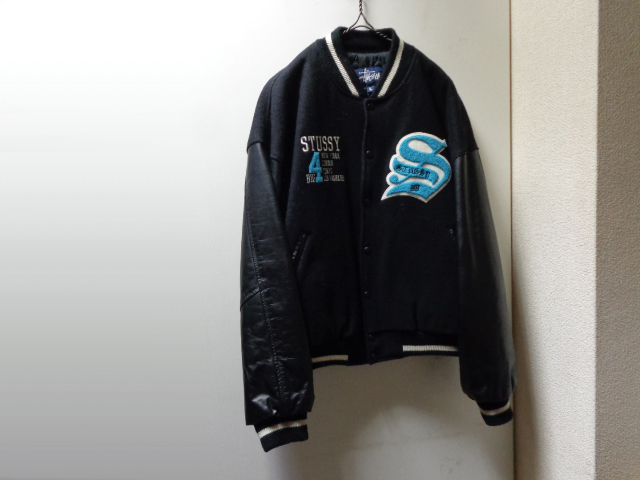 98'S OLD STUSSY BIG4 LEATHER×MELTON STADIUM JACKET（98年製オールド