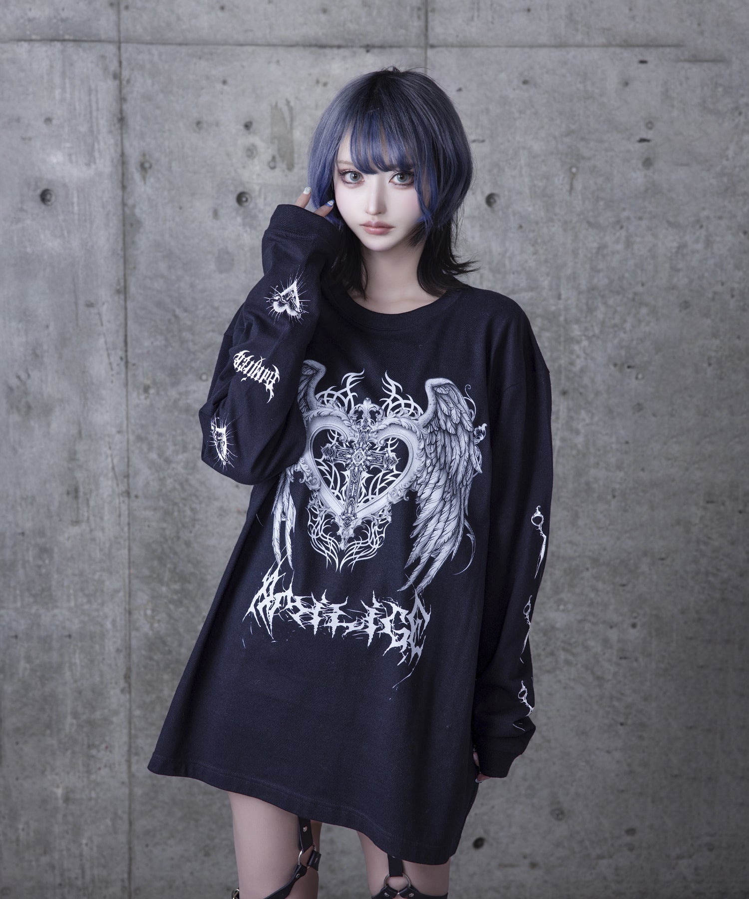 ハートクロス羽プリントロングTシャツ– A AM STUDIO