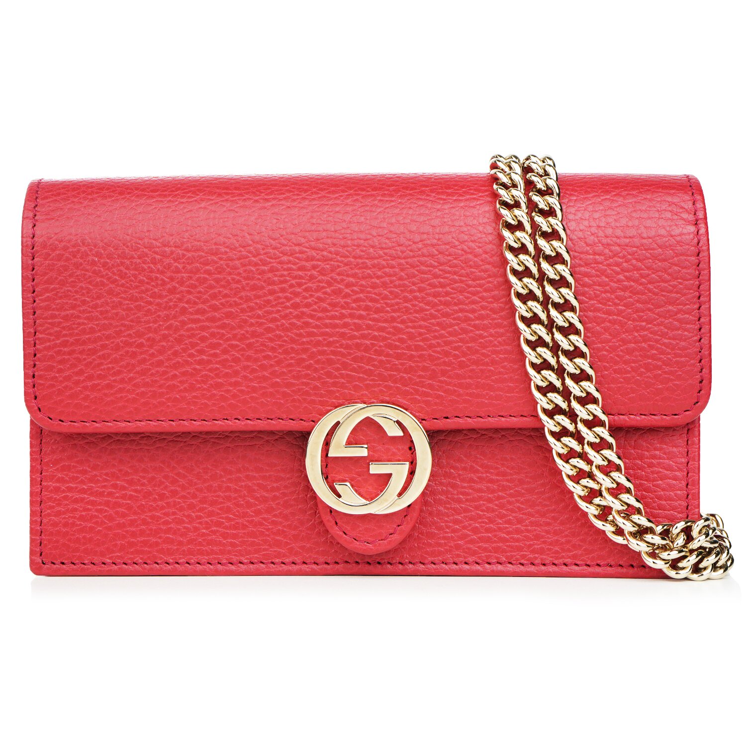 Gucci Icon GG Interlocking Wallet On Chain Red Crossbody Bag