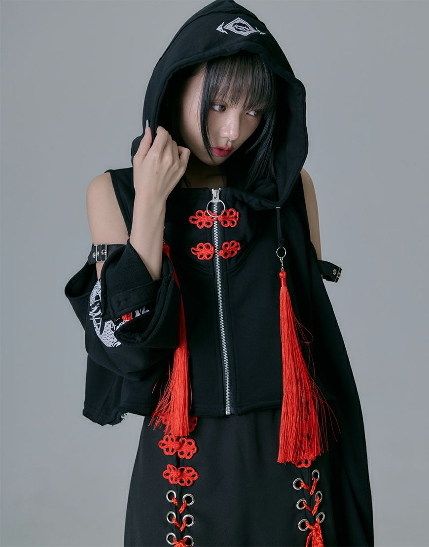 REFLEM【レフレム】クロップドチャイナジップアップパーカー/全2色