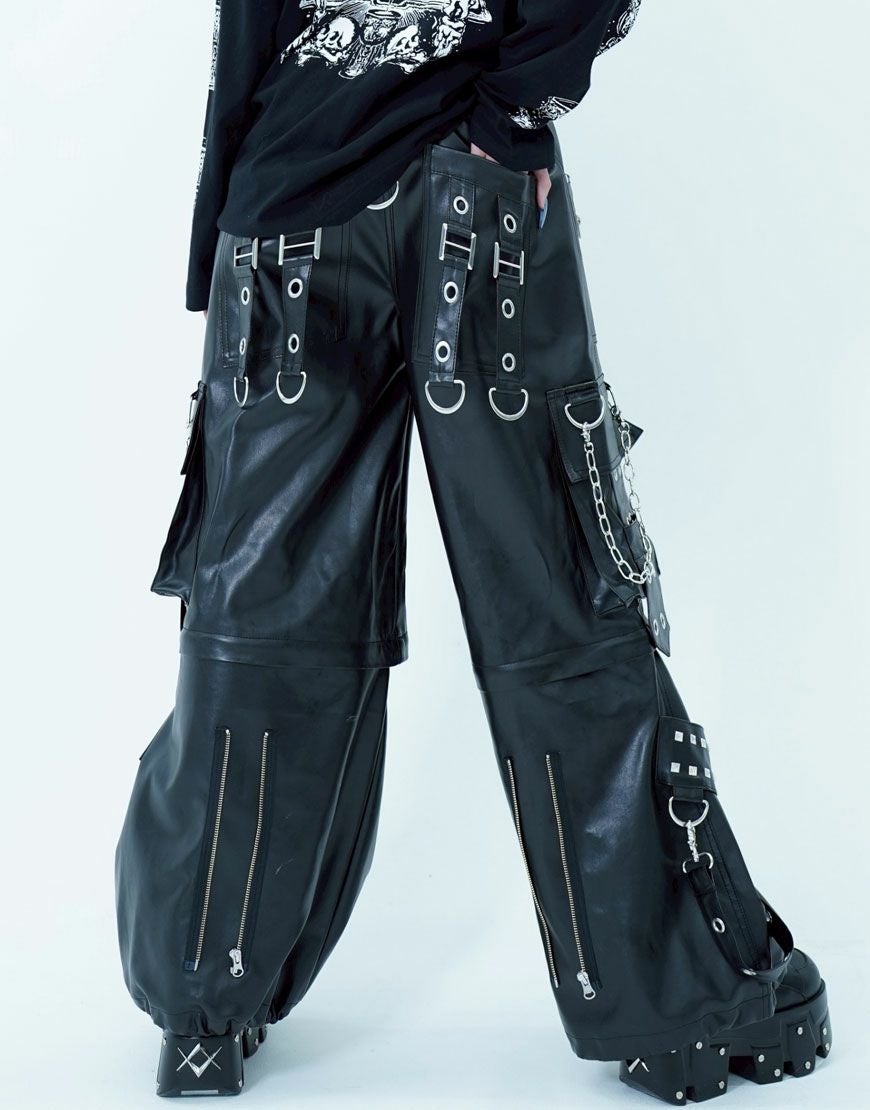 REFLEM【レフレム】2WAYワイドボンテージPUレザーパンツ/全1色