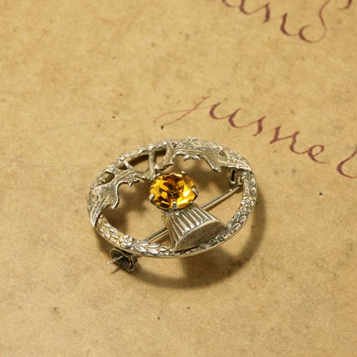 シルバー〉刻印1950-60sスコットランドの国花アザミブローチ- 英国