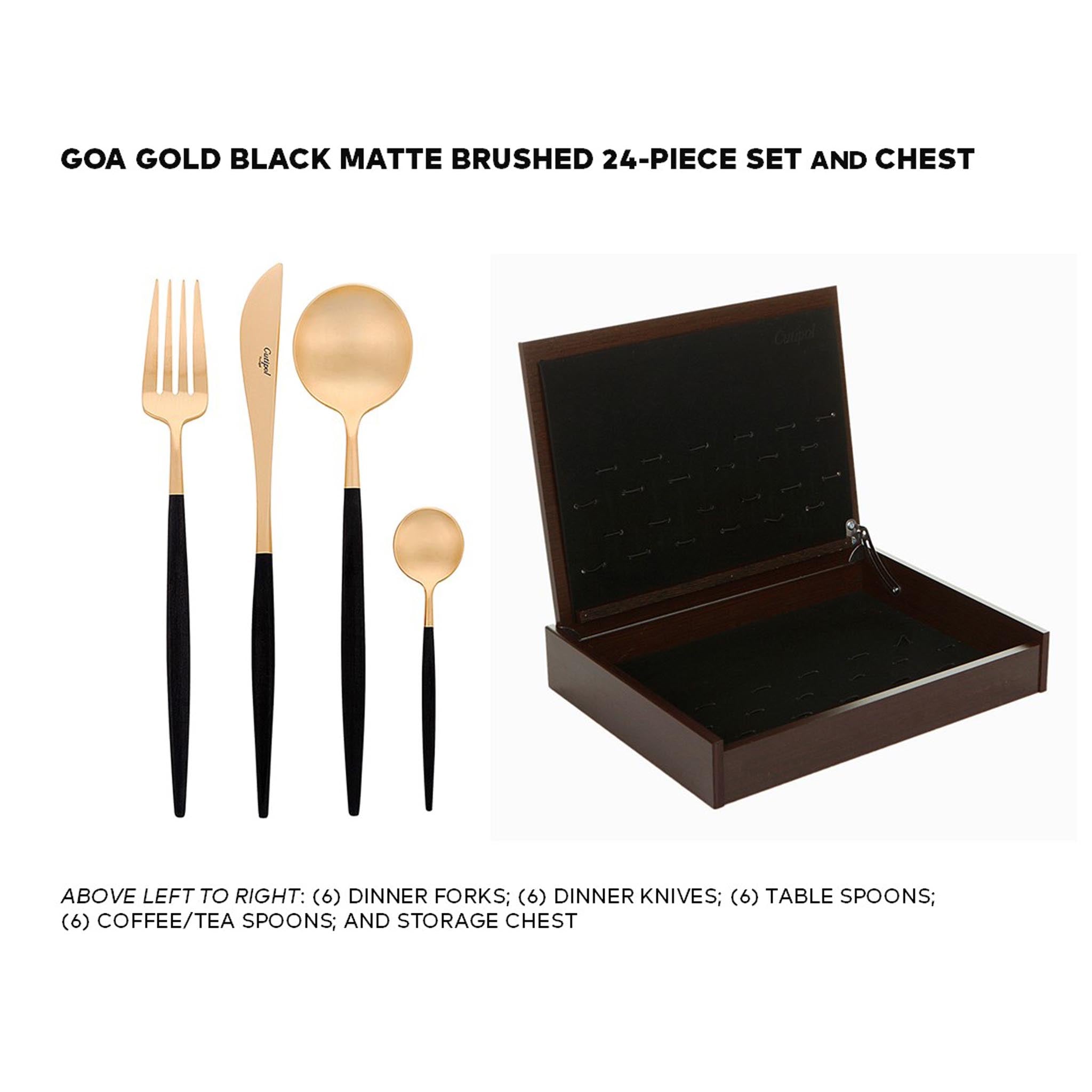 Cutipol Goa Gold Black Matte Brushed Cutlery Collection from Abode