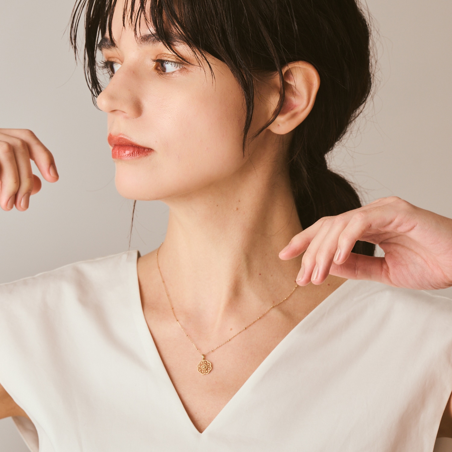 アガット agete K10 透かしチャーム K10チャーム｜ネックレスチャーム