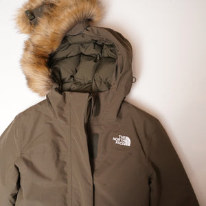 ノースフェイス 取り外しファー付き ダウンコート カーキグリーン THE