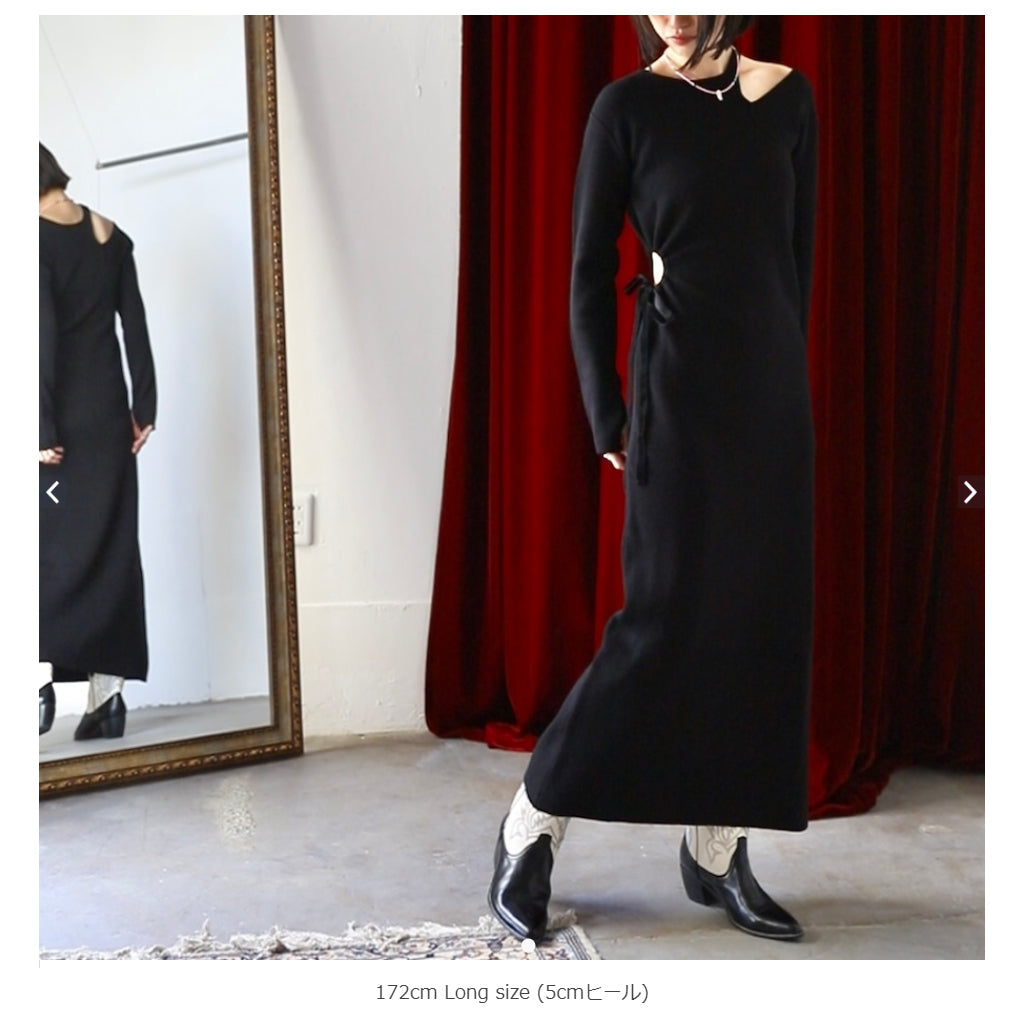 Art Knit Dress | Color:Black / Valencia Orange【AMBERGLEAM_