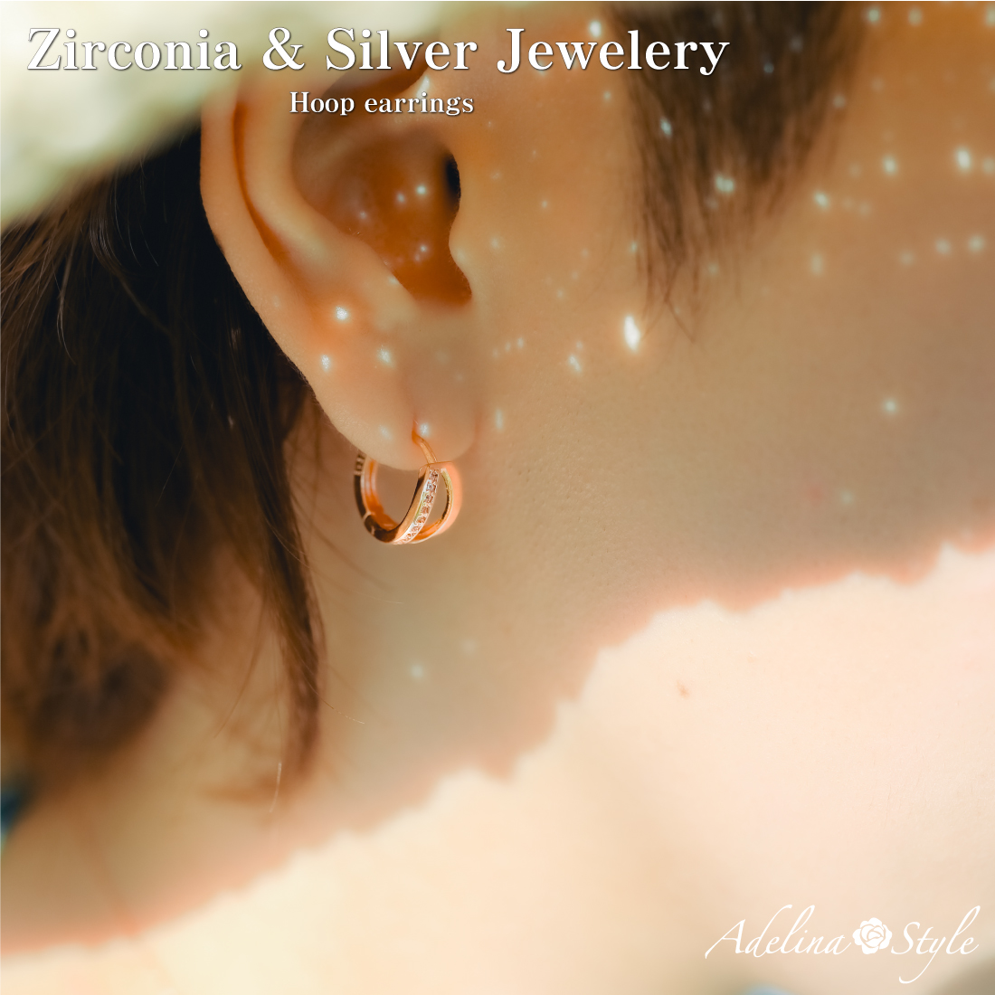 ジルコニア シルバー フープピアス ジルコニア リングピアス S925