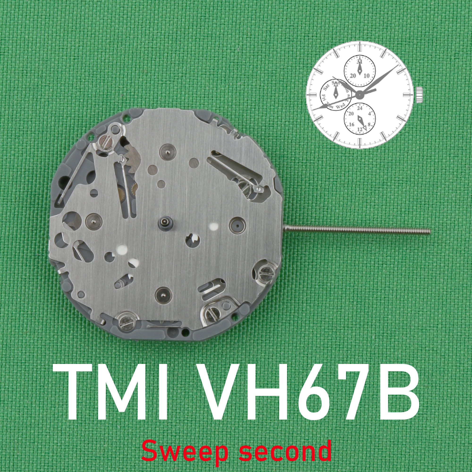 TMI VH67 movement Sweep second Multi-eye (day, date,24 hr) quartz