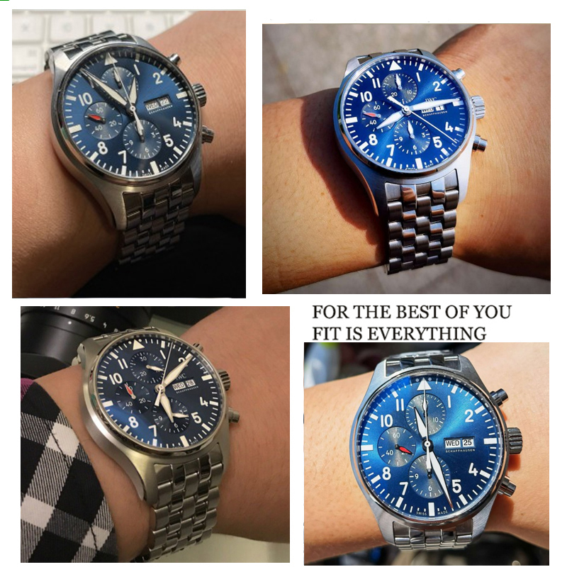 Iwc-パイロット用のステンレス鋼ブレスレット,20mm,21mm,316lの曲線