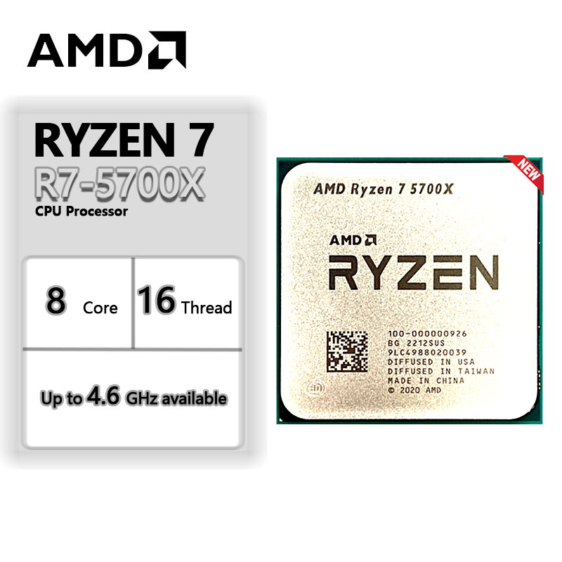 AMD R7 5700X Ryzen 7 5700X 3.4 GHz Eight-Core 16-Thread CPU 7NM L3