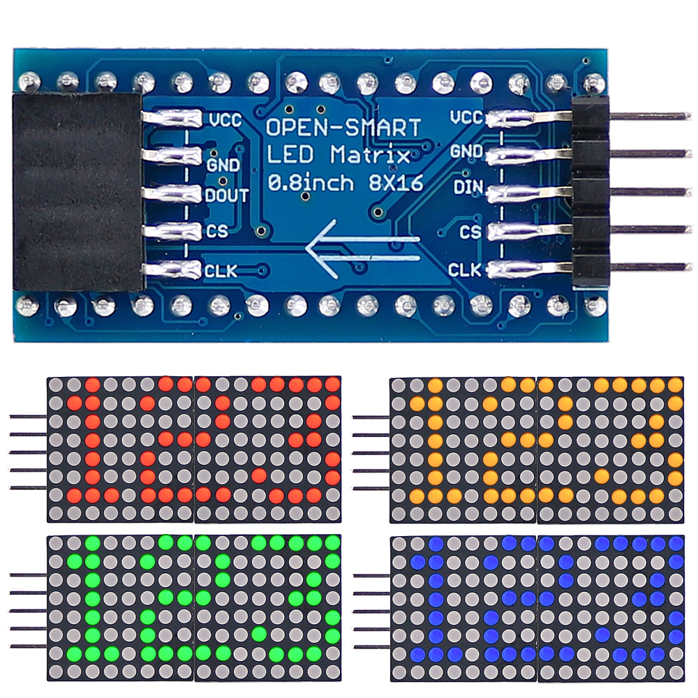 赤/黄/緑/青0.8インチ8x16ドットマトリックスLEDディスプレイ