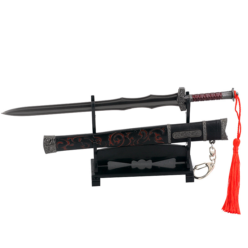 22cm 古代中国の有名な剣 金属製の鞘付き武器モデル 1/6 人形 機器