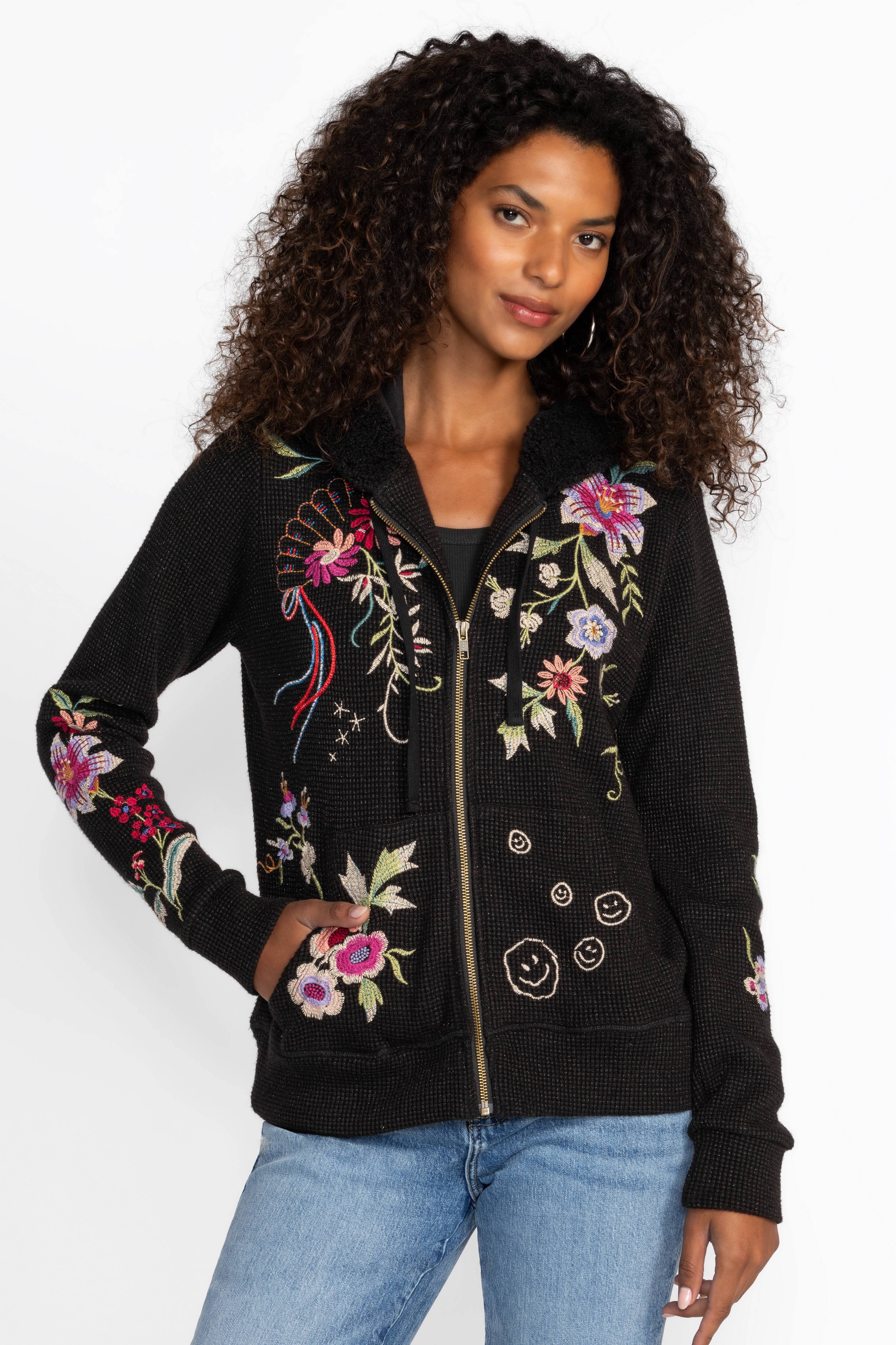 Buy METALLIC THERMAL ZIP UP HOODIE | Johnny Was