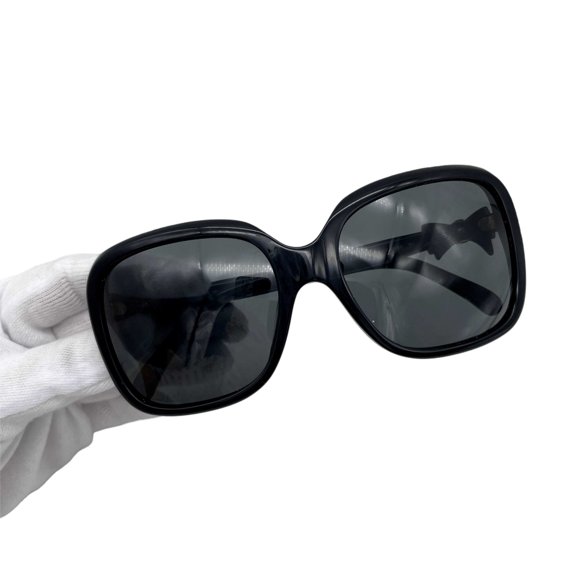 CHANEL 5171-A Bow Detail Square Sunglasses Black & Gold – Afar