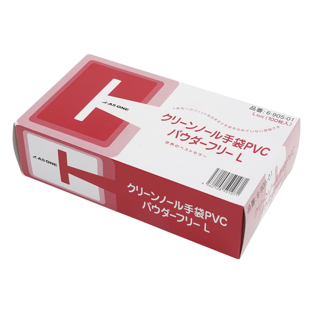 6-905-01 クリーンノール手袋 PVC パウダーフリー L 100枚入 【AXEL