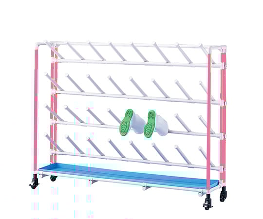 2-7336-27 抗菌長靴ラック（傾斜タイプ） 4列4段・16人用 ピンク