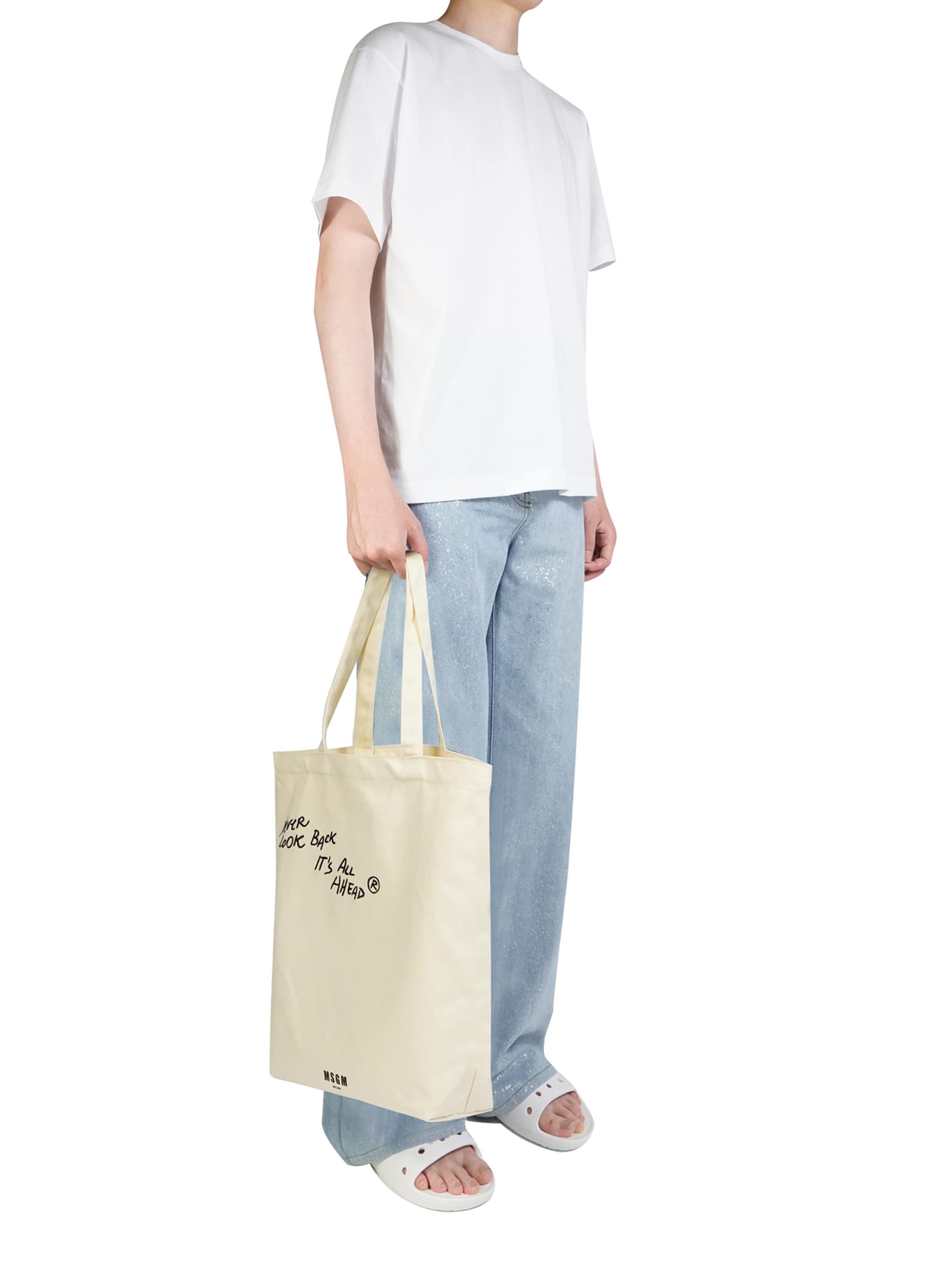 MSGM】 【【New】MSGM NEVER LOOK BACK ステートメントロゴ トート