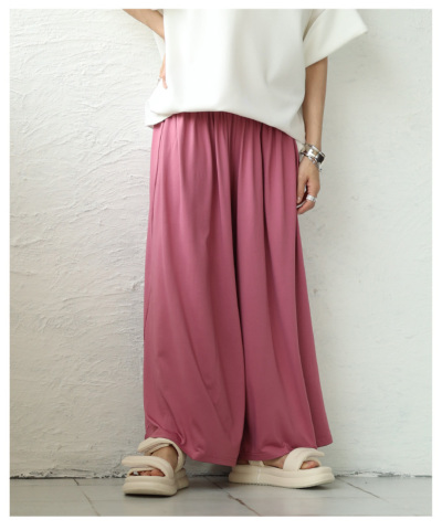 レディース 大人 上品 【低身長さんサイズ対応】 とろみガウチョパンツ