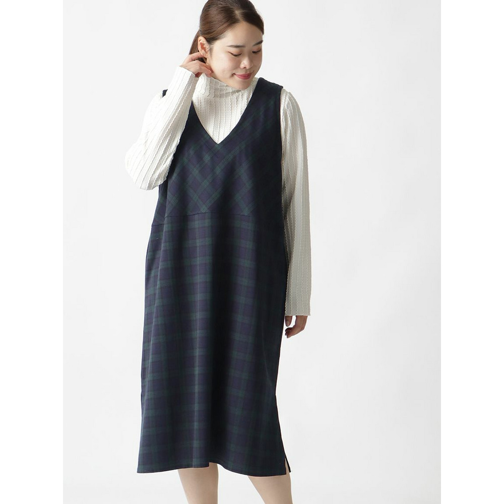 日本製】ブラックウォッチ2wayジャンパースカート 大きいサイズ