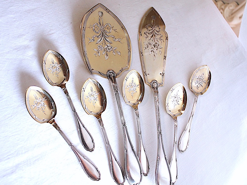 Sold：フレンチシルバー、リボンのアイスクリームスプーン6本 | アリス