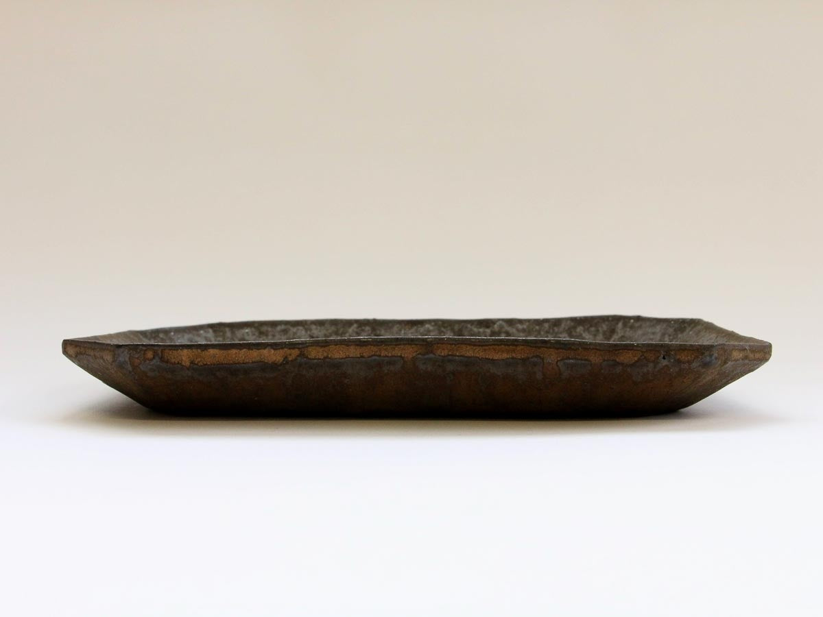 アンティークゴールド八角長角皿 中【大原拓也】