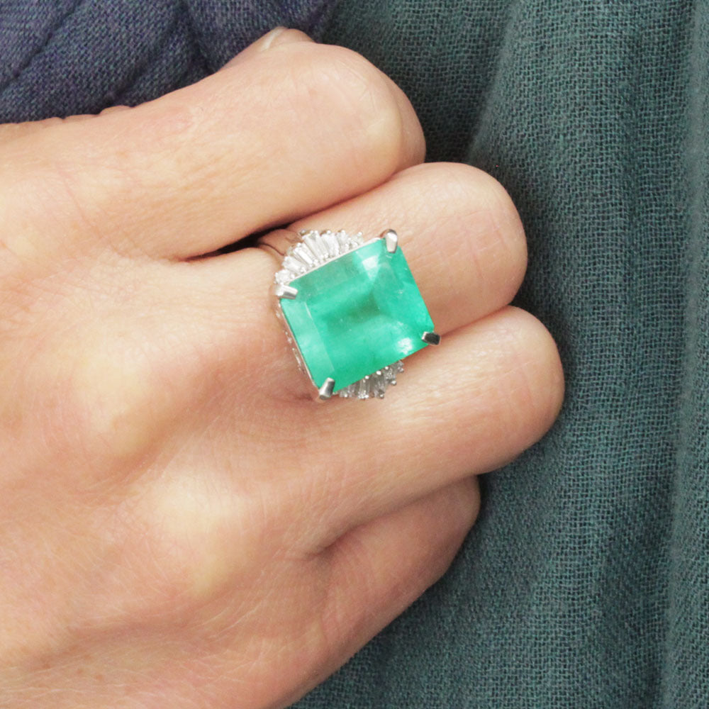 コロンビア産 大粒 希少 10ct 天然 エメラルド ダイヤモンド Pt900