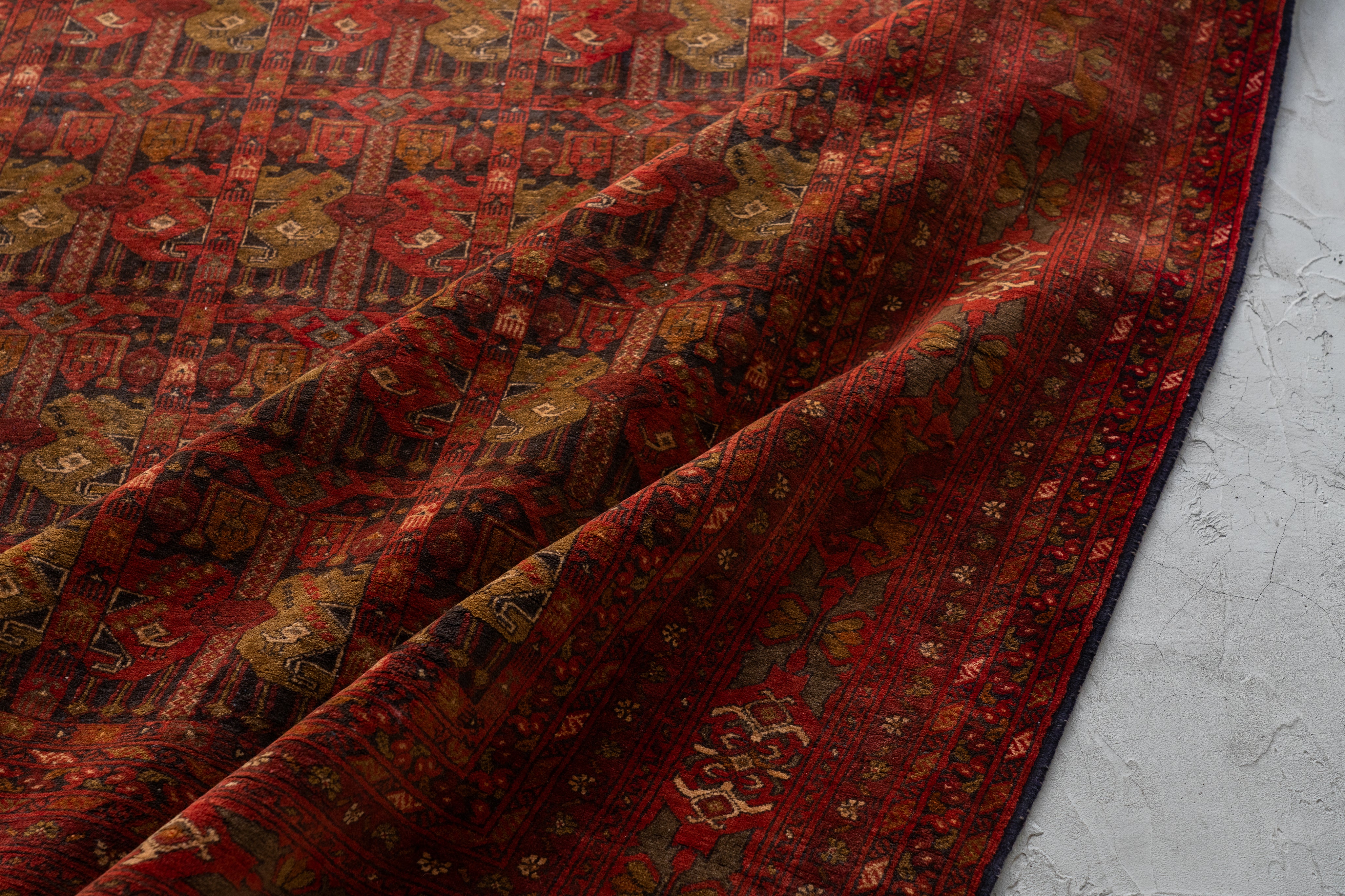 アフガニスタン産 1980年代 トルクメンラグ】トライバルラグ-手織り