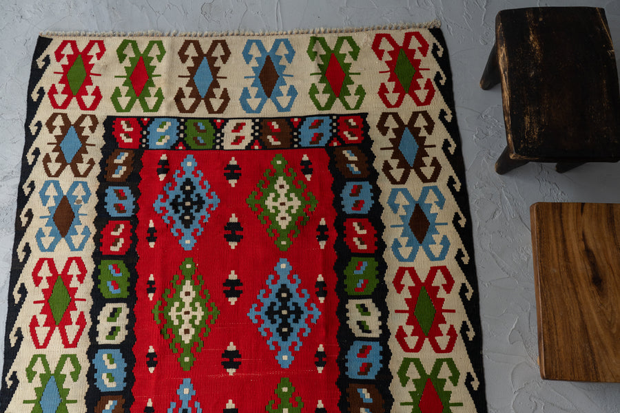 トルコ産 1980年代 ヴィンテージラグ】トルコキリム-ヴィンテージラグ