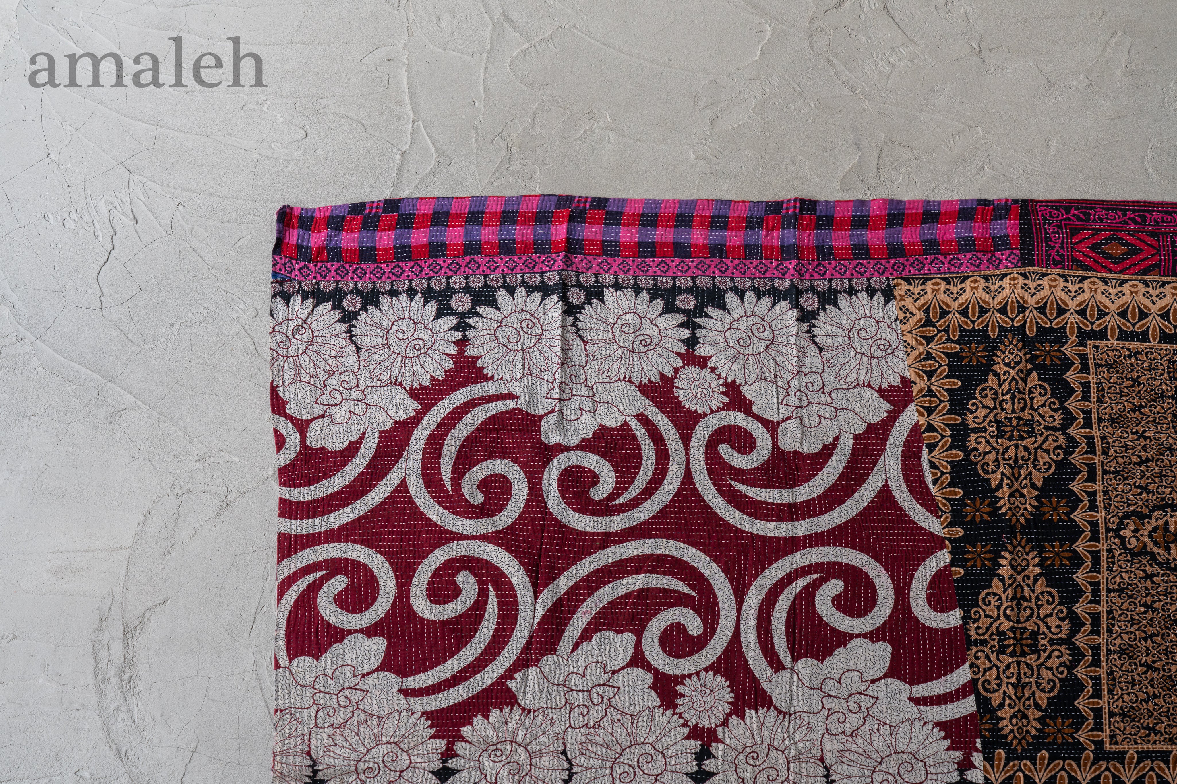 インド産 カンタキルト・ラリーキルト】ヴィンテージキルト-手織り絨毯