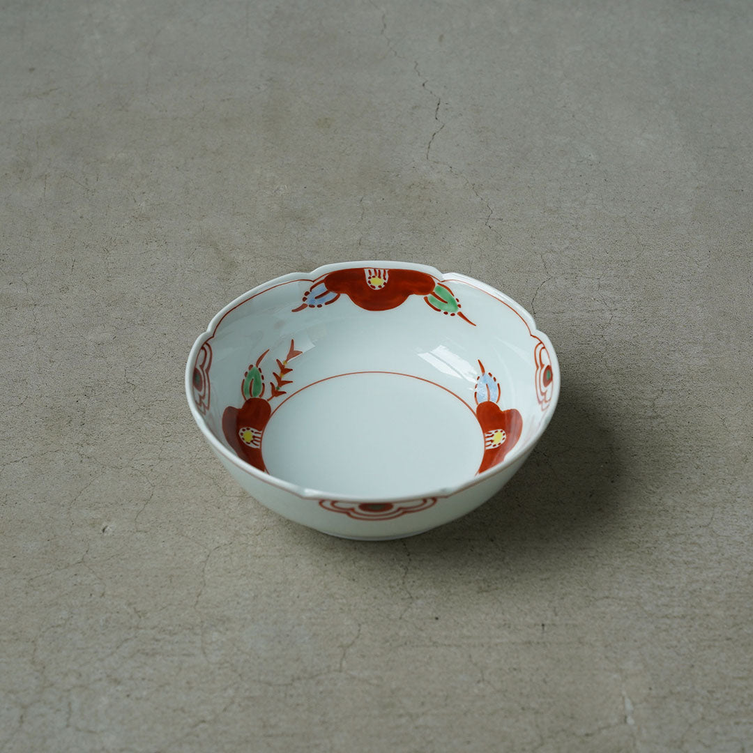 渓山窯 赤絵椿5寸鉢(なます皿) - アメノイエ