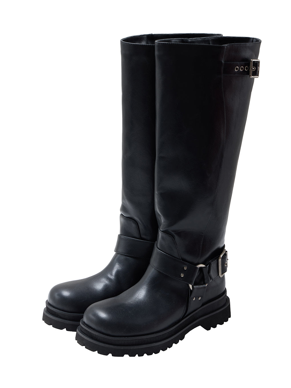 SIDE WAVE BUCKLE LONG BOOTS